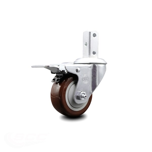 3 Inch Maroon Poly Swivel 3/4 Inch Square Stem Caster with Total Lock Brake SCC